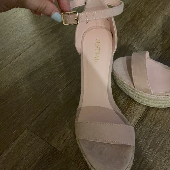 NEW Justfab Light Pink Espadrille Wedges, Size 5.5 - Picture 2 of 5